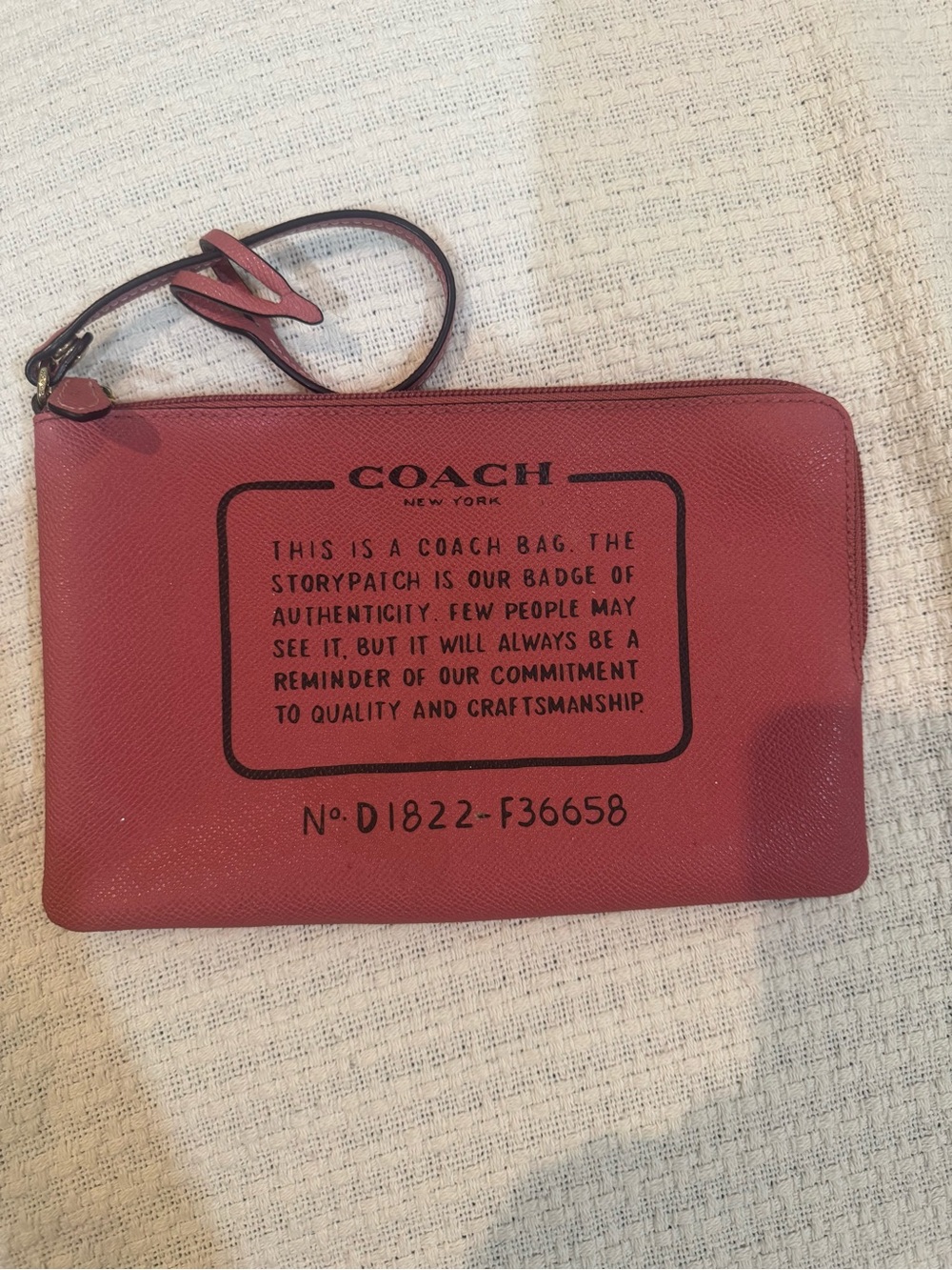 Coach Pink Leather Pouch with Black Logo Print
